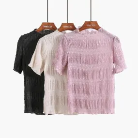 Transparent Thin Lace Pastel Colours T-Shirts