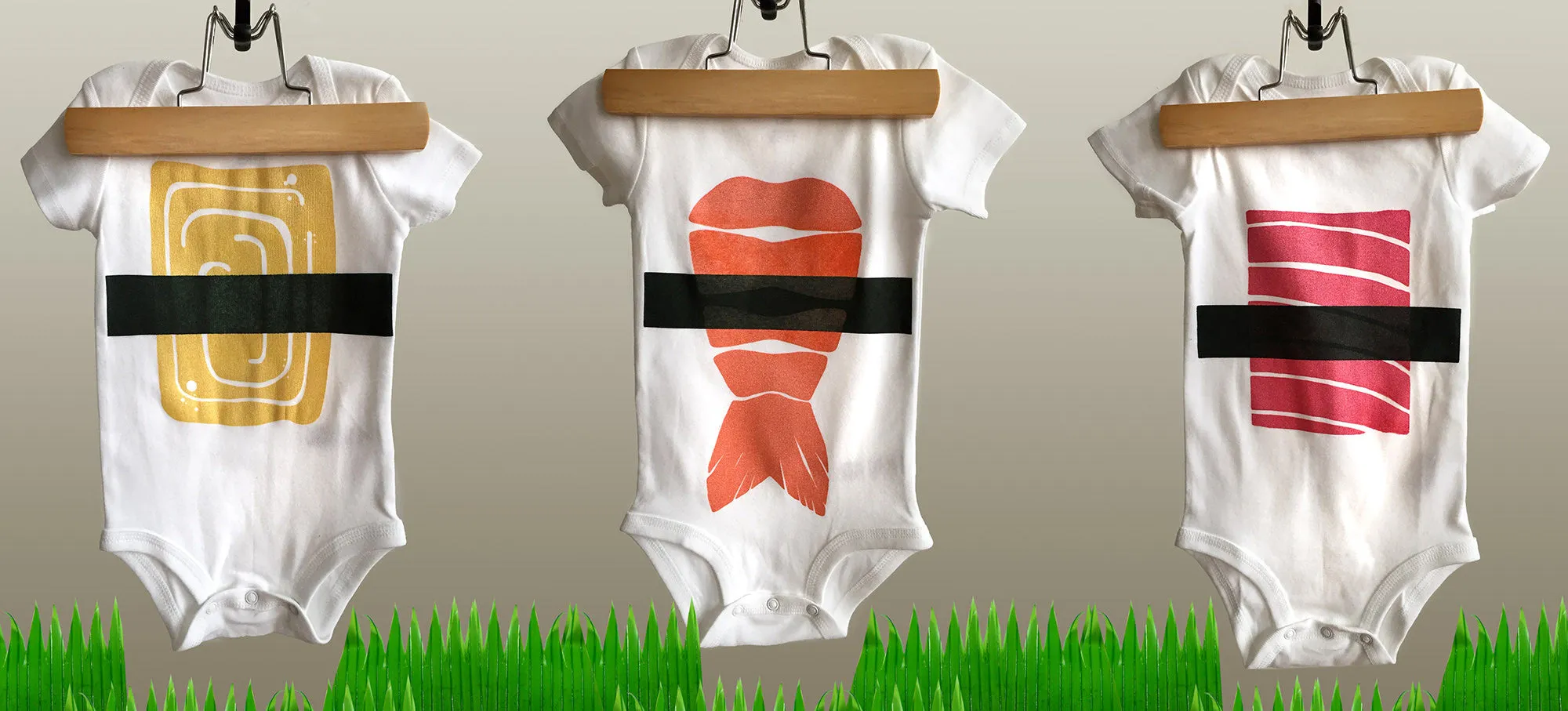 Tuna Sushi Baby Onesie, Maguro Nigiri Print Creeper