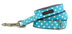 Turquoise/White Polka Dot 6ft Leash - 513