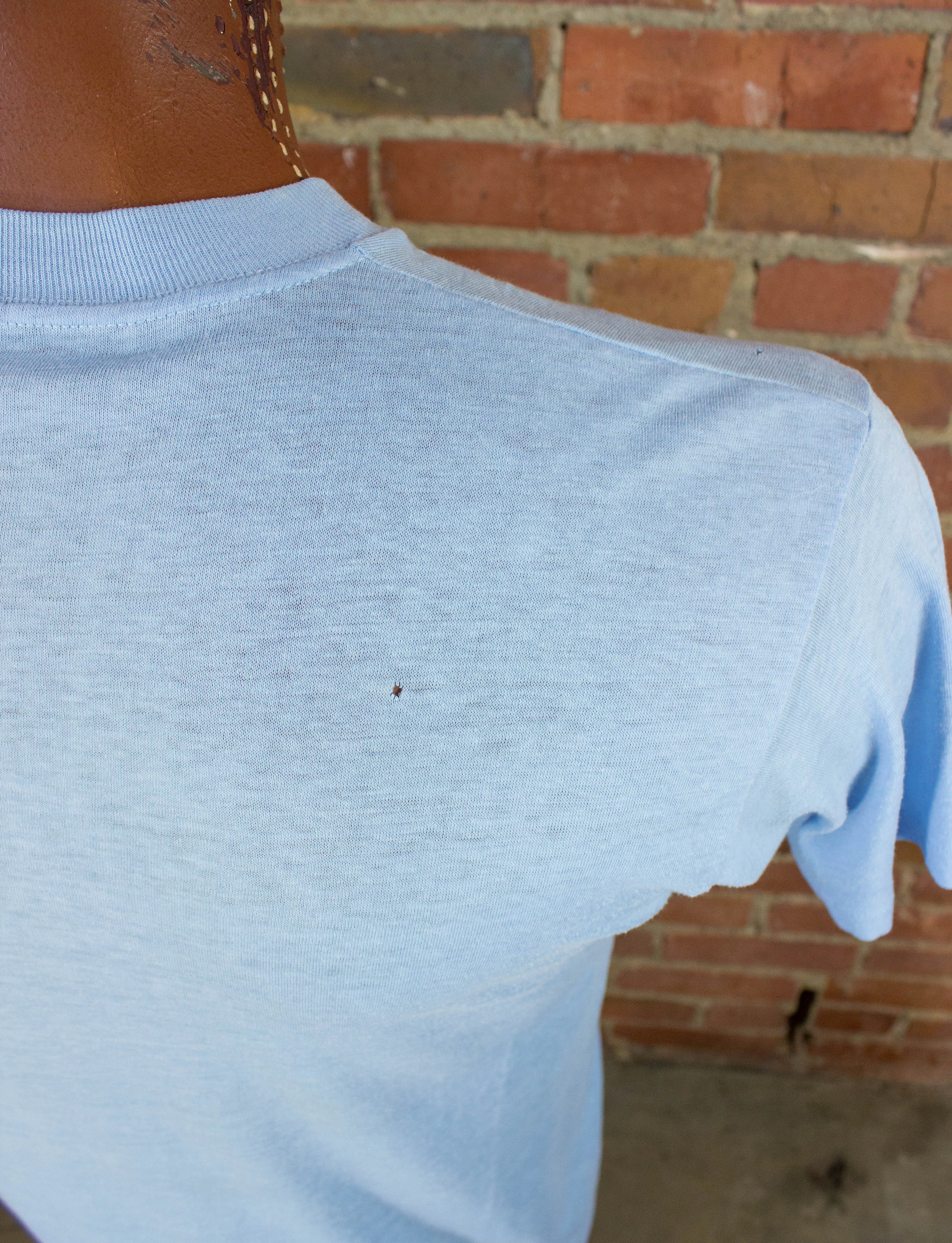 Vintage 80s White Birch Peppermint Schnapps Baby Blue Graphic T Shirt Unisex Medium-Large