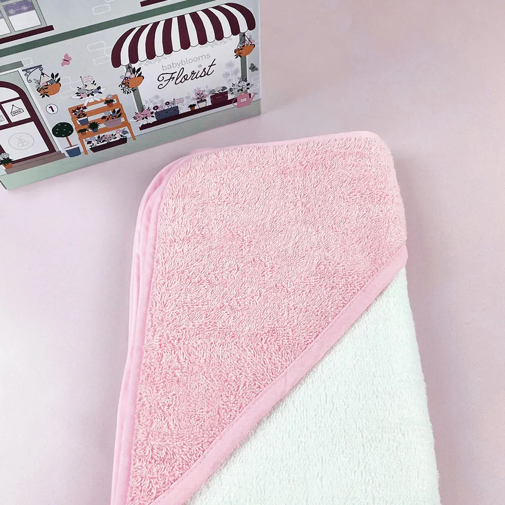 Welcome Baby Clothes Posy With Hooded Baby Towel, Pink
