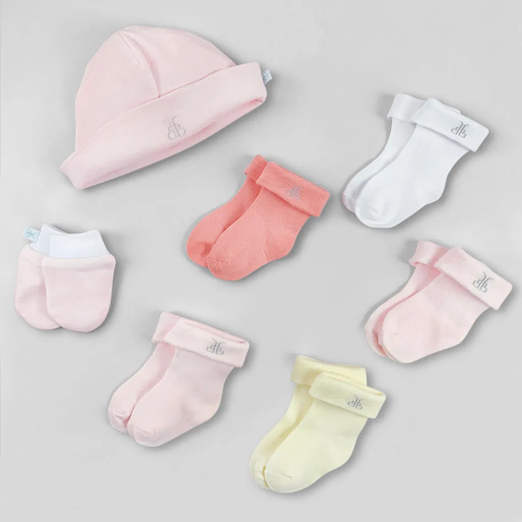 Welcome Baby Clothes Posy With Hooded Baby Towel, Pink