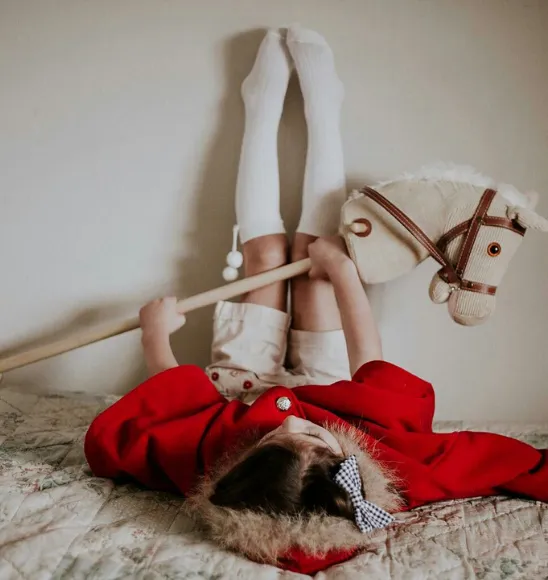 White Pom Pom Knee High Socks