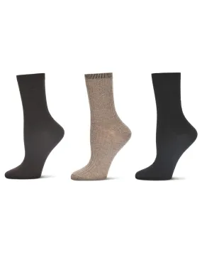 Women's 6 Pair Pack Basic Rib/Flat Knit/Cable Crew Socks