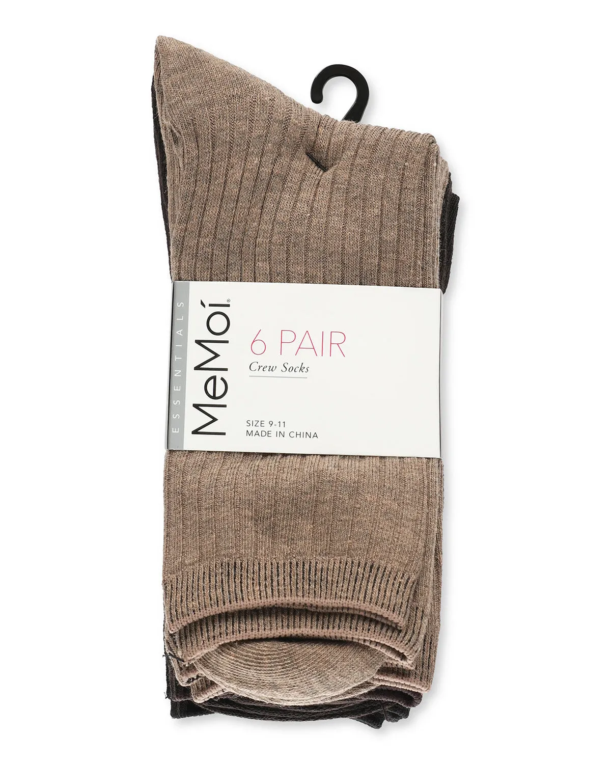 Women's 6 Pair Pack Basic Rib/Flat Knit/Cable Crew Socks