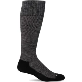Women's Herringbone Firm Compression Knee High Sock - Black